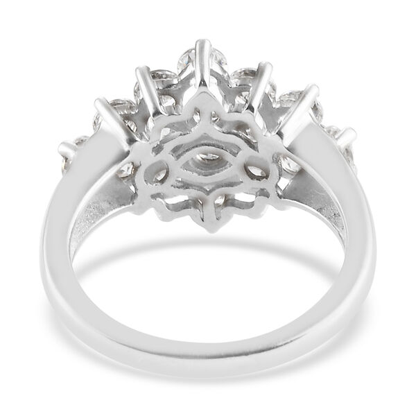 LUSTRO STELLA Hergestellt mit ZIRKONIA Cluster-Ring 925 Silber Platin-&Uuml;berzug image number 6