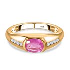 Ilakaka rosa Saphir (Fissure gefüllt), weißer Zirkon Ring, 925 Silber vergoldet (Größe 20.00) ca. 1.23 ct