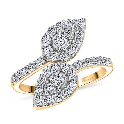 Lab Grown Diamant SI Ring 925 Silber Gelbgold Vermeil (Größe 19.00) ca. 1,11 ct image number 2