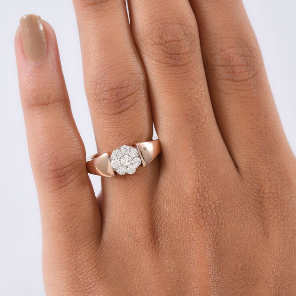 LUXURIANT SI-GH Labor Diamant Ring, 925 Silber 750 Ros&eacute;gold Vermeil - 0,50 ct. image number 2