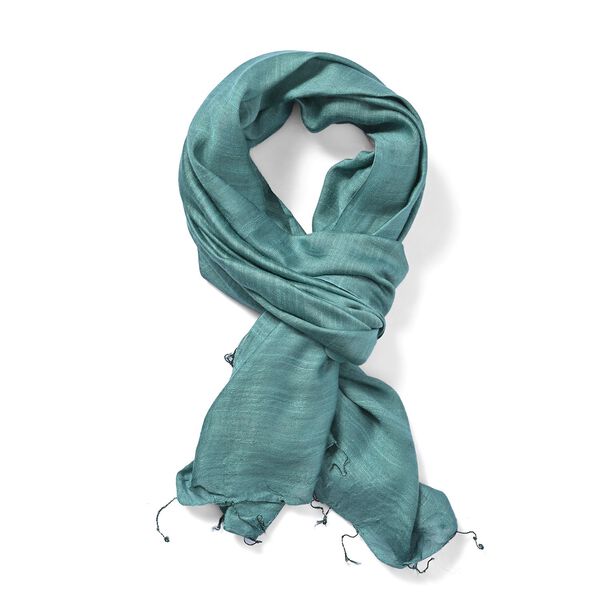 Modischer Schal aus 40% Seide und 60% Leinen, 70x200 cm, Blau image number 5