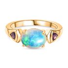 D'Joy AA Natürlicher, äthiopischer Welo Opal, Afrikanischer Amethyst Ring 925 Silber 750 Gelb Vergoldet (Größe 17.00) (10-15 Werktage Lieferzeit) ca. 1.31 ct