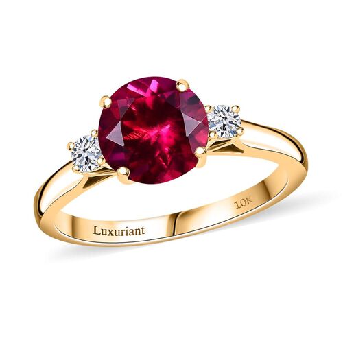 AAA Lab Grown Bixbite, Lab Grown Diamant Ring 417 Gold (Größe 16.50) ca. 3,45 ct image number 0
