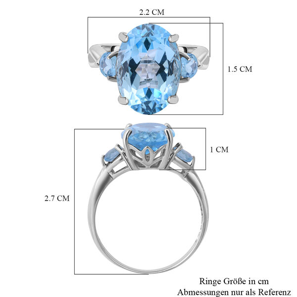 Himmelblauer Topas Ring, 925 Silber platiniert (Größe 16.00) ca. 7,74 ct image number 4
