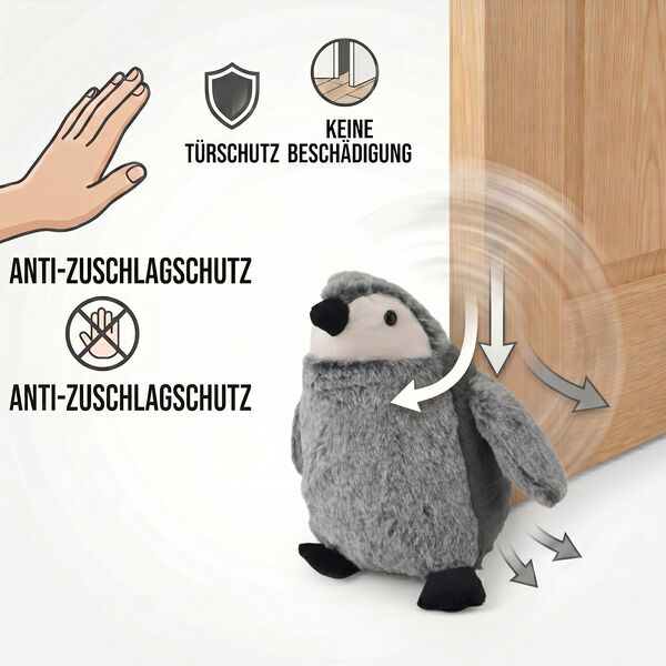 Penguin Door stopper Product size:16*20*15CM Packing:1PC/opp bag+sticker Function: Damage-Free for Doors Anti-Slam & Lockout Protection Pinch-Free Safety Color:Gray Material:Polyester+sand Product size:16*20*15cm image number 5