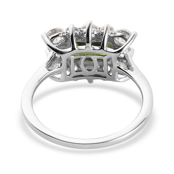 Russischer Diopsid und Zirkon Ring 925 Silber Platin-&Uuml;berzug image number 5