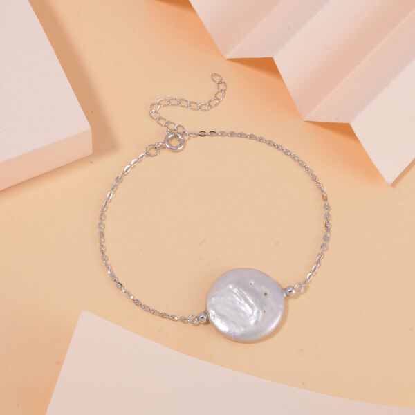 19-21mm weißes Keshi Perlen-Armband, 18+4cm - 19 ct. image number 2