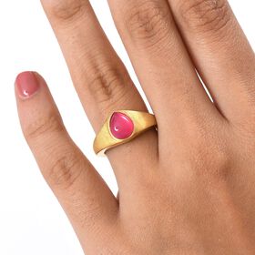 D'Joy Maulbeer Mondstein Ring 925 Silber Gelbes Gold (Größe 17.00) ca. 1,77 ct