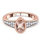 Morganit und weißer Zirkon-Ring, 925 Silber Roségold Vermeil (Größe 16.00) ca. 0,99 ct