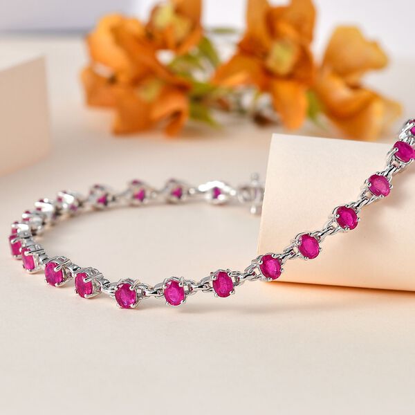 Afrikanischer Rubin (Fissure gefüllt) Armband ca. 20 cm 925 Silber rhodiniert ca. 7,24 ct. image number 2