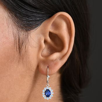 D'Joy AA Nat&uuml;rliche Kaschmir Kyanit und Regenbogen Mondstein Ohrringe - 2,95 ct.