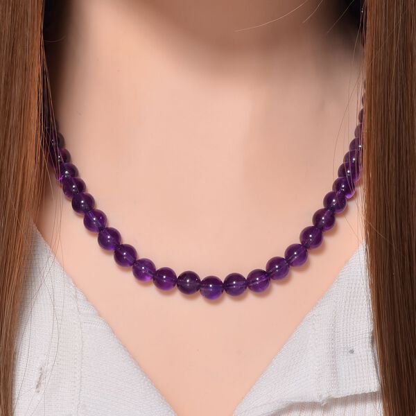 Afrikanische Amethyst Halskette ca. 50 cm 925 Silber rhodiniert ca. 245.00 ct image number 1