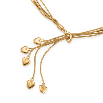 Lariat-Halskette mit Herz-Charms, nickelfreies Messing , ca. 50 cm