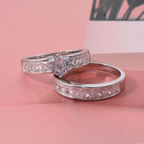 Lustro Stella - 2er Set Weißer Zirkonia Ring 925 Silber rhodiniert (Größe 18.00) image number 1
