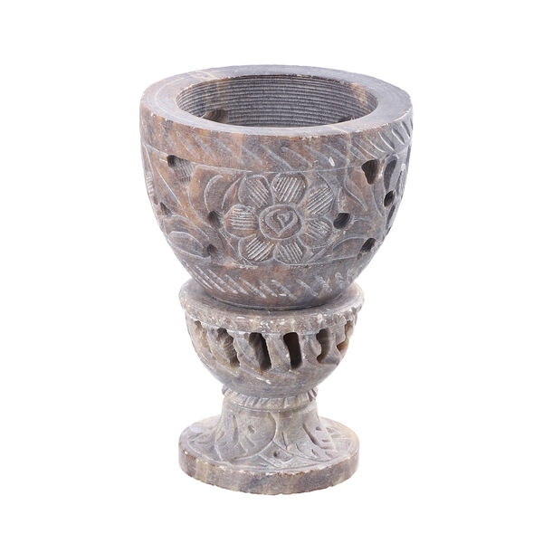 NAKKASHI handgeschnitzter Speckstein Eierbecher, Blumenmuster, 2 teilig image number 5