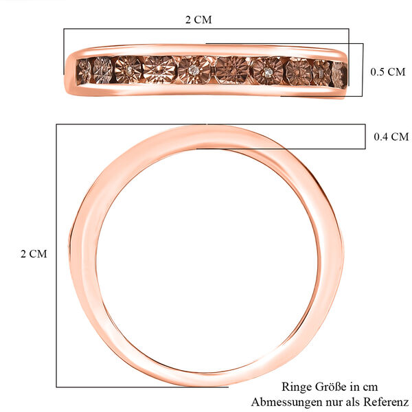Natürlicher Champagner Diamant Ring 925 Silber 750 rosévergoldet (Größe 18.00) image number 6