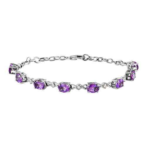 Natürliches, marokkanisches Amethyst und Zirkon-Armband, 925 Silber platiniert, 6,22 ct. image number 0