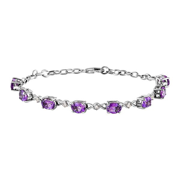 Nat&uuml;rliches, marokkanisches Amethyst und Zirkon-Armband, 925 Silber platiniert, 6,22 ct.
