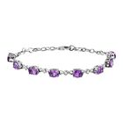 Natürliches, marokkanisches Amethyst und weißes Zirkon Armband, 925 Silber platiniert ca. 6.22 ct