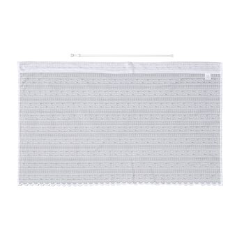 Gardinen mit verstellbarer Metallstange, gestrickter Stoff, 145x90cm, gewebt, kleine Blumen