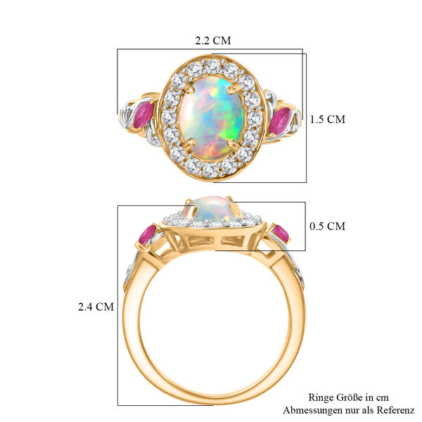 D'Joy Nat&uuml;rlicher, &auml;thiopischer Welo Opal, Afrikanischer Rubin (Fissure gef&uuml;llt) Ring 925 Silber vergoldet (Gr&ouml;&szlig;e 17.00) ca. 2,06 ct image number 7