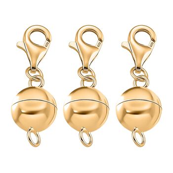 3er Set - Magnetverschluss mit Karabinerverschluss, 925 Silber vergoldet - 3 Gramm