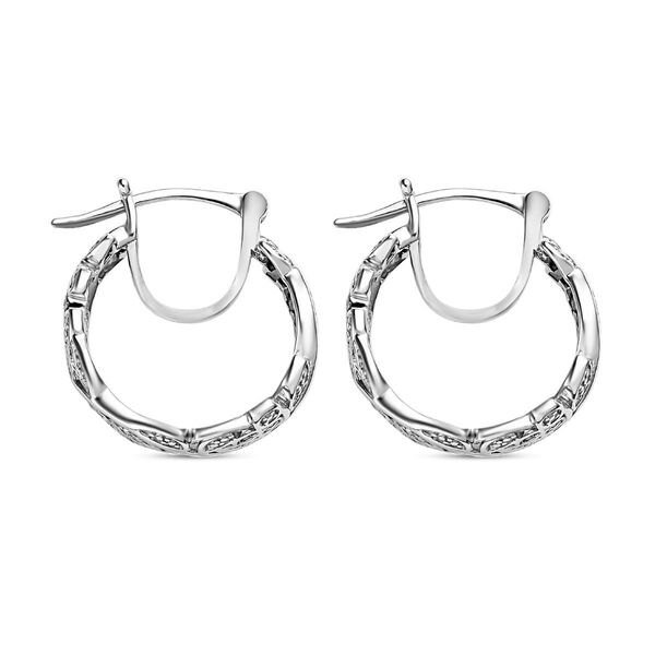 ALLORO platinierte Silber-Creolen mit Diamantakzenten image number 4