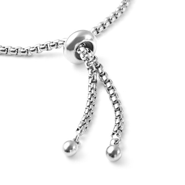 Flexibles neongr&uuml;nes Zirkonia Bolo-Armband, ca. 15-25 cm, silberfarben image number 4