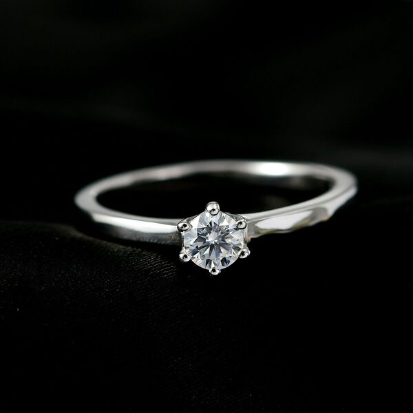 Moissanit Ring 925 Silber rhodiniert (Größe 18.00) ca. 0,24 ct image number 1