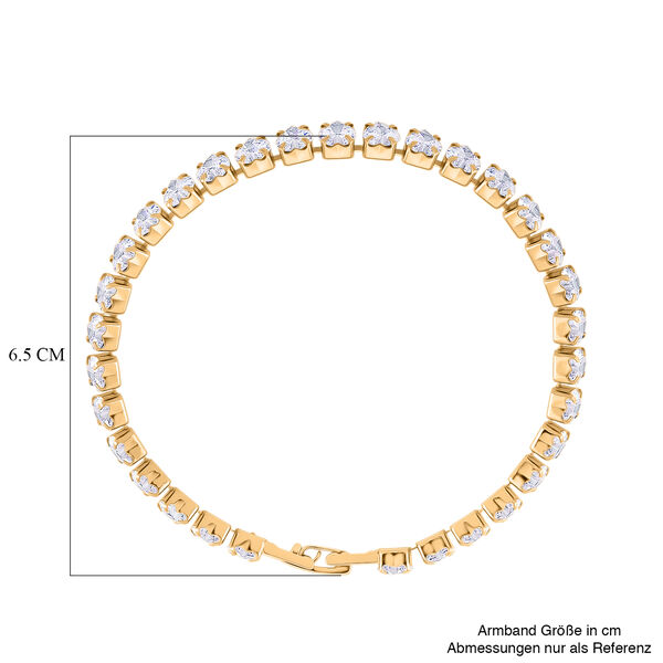 Wei&szlig;es Herz-Schliff Zirkonia 19cm Armband in Goldton image number 5