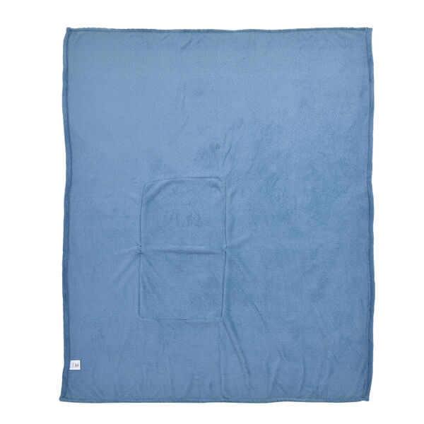 2 in 1 Fleece Reisedecke 127x152 cm und Kissen 30x30 cm, Meerblau image number 4
