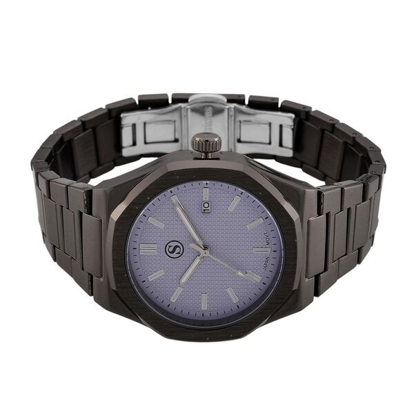 STRADA - Armbanduhr mit japanischem Uhrwerk und Datumsanzeige, Legierungsgeh&auml;use  Sandstrahleffekt, bicolor, Schwarz image number 4