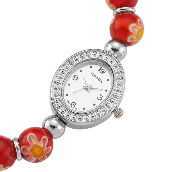 STRADA flexible rote Armbanduhr im Murano-Stil, Japanisches Uhrwerk image number 5