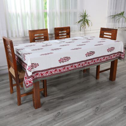 Jaipur Handstempeldruck, Tischdecke, 150x210 cm, Mughal Blume