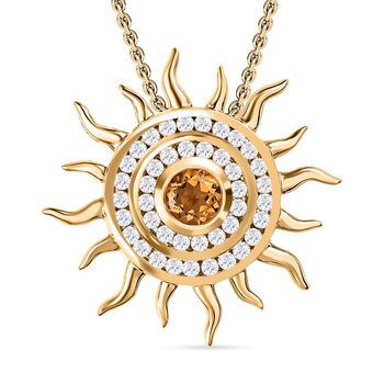 AA Citrin, Kanchanaburi Blauer Saphir Schmuckset 925 Silber Gelbgold Vermeil ca. 1,13 ct.