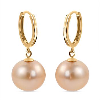 ILIANA - AAA Goldene S&uuml;dsee Perlen Ohrringe, (10-11mm), 750 Gold