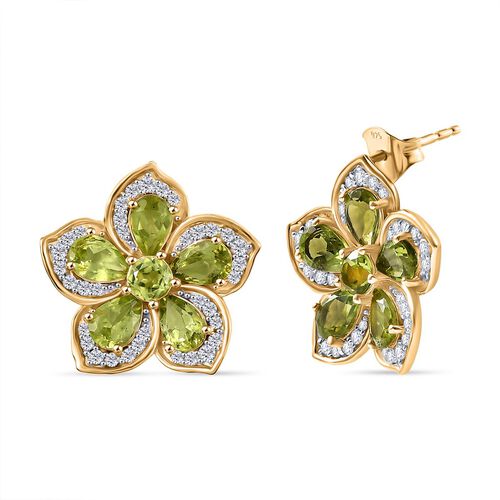 D'joy Natürlicher Peridot Ohrringe 925 Silber 750 Gelbgold Vermeil ca. 5.85 ct image number 0