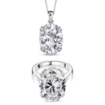 D'Joy Moissanit Ring und Anh&auml;nger mit 45 cm langer Kette