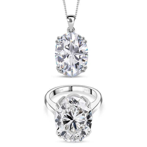 D'Joy Moissanit Ring und Anh&auml;nger mit 45 cm langer Kette