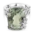 Prasiolith Ring, 925 Silber rhodiniert (Gr&ouml;&szlig;e 17.00) ca. 14.12 ct