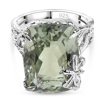 Prasiolith Ring, 925 Silber rhodiniert (Gr&ouml;&szlig;e 17.00) ca. 14.12 ct