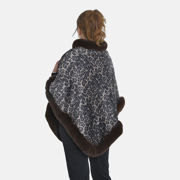 Kunstfell Poncho mit Leopardenmuster, braun image number 2