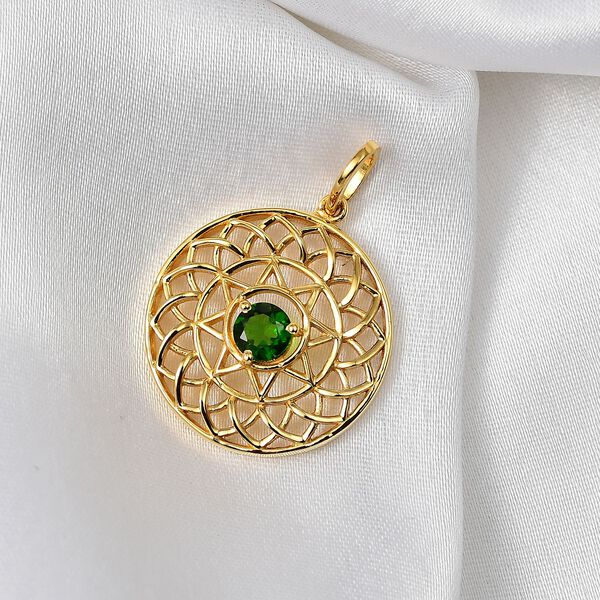 Nat&uuml;rlicher Chromdiopsid Anh&auml;nger, 925 Silber vergoldet, ca. 0.51 ct. image number 1