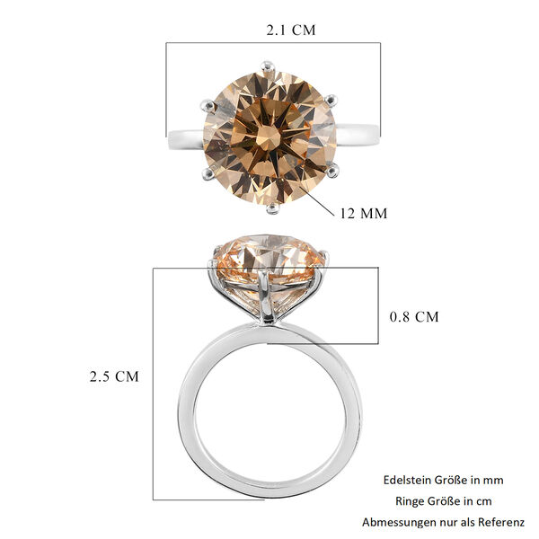 LUSTRO STELLA Hergestellt mit ausgefallen gelbem ZIRKONIA Solit&auml;r-Ring 925 Silber Platin-&Uuml;berzug image number 7