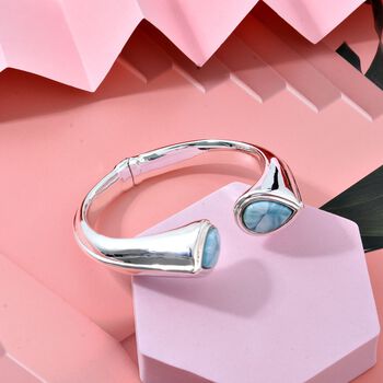 Larimar Armreif ca. 19 cm 925 Silber rhodiniert ca. 17,99 ct.