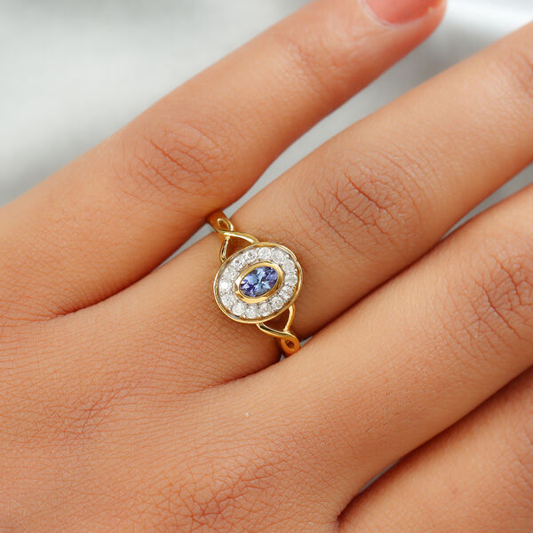 Tansanit und Zirkon Ring 925 Silber vergoldet  ca. 0,55 ct image number 3