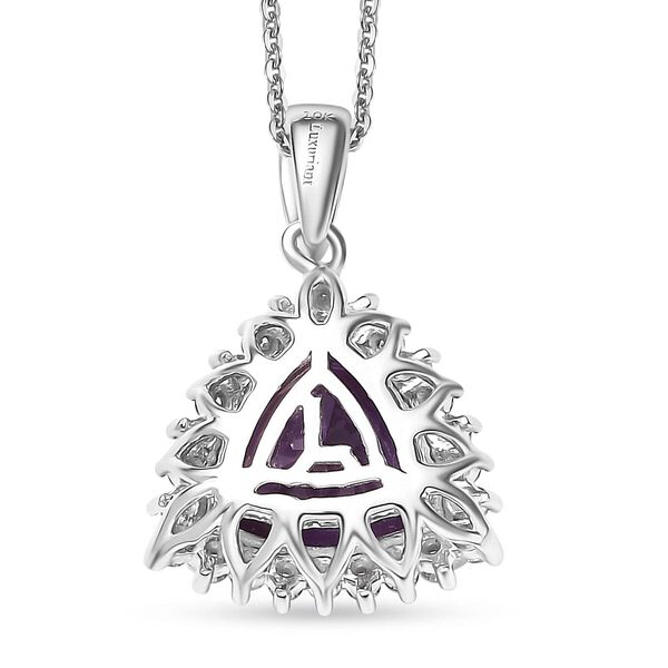 AAA Lab Grown Lila Saphir, Lab Grown Diamant Schmuckset 417 Gold, 417 Gold Weißgold Vergoldet ca. 3,87 ct. image number 4