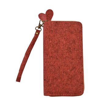 Kork-Brieftasche mit RFID Schutz, Gr&ouml;&szlig;e 19x4x10 cm, Korall