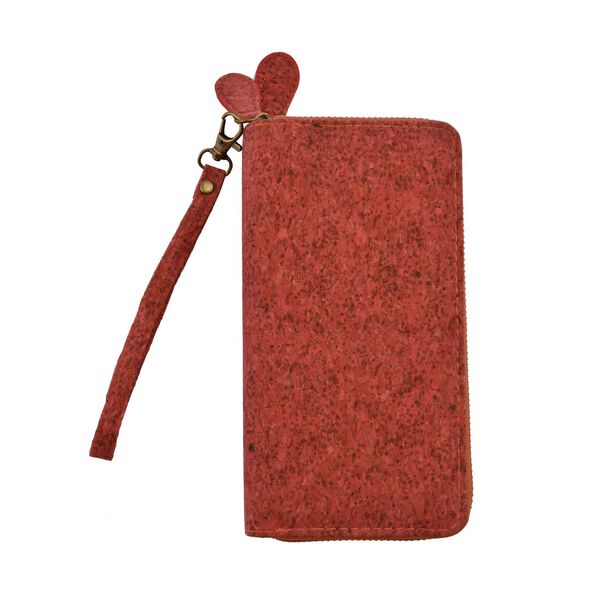 Kork-Brieftasche mit RFID Schutz, Gr&ouml;&szlig;e 19x4x10 cm, Korall
