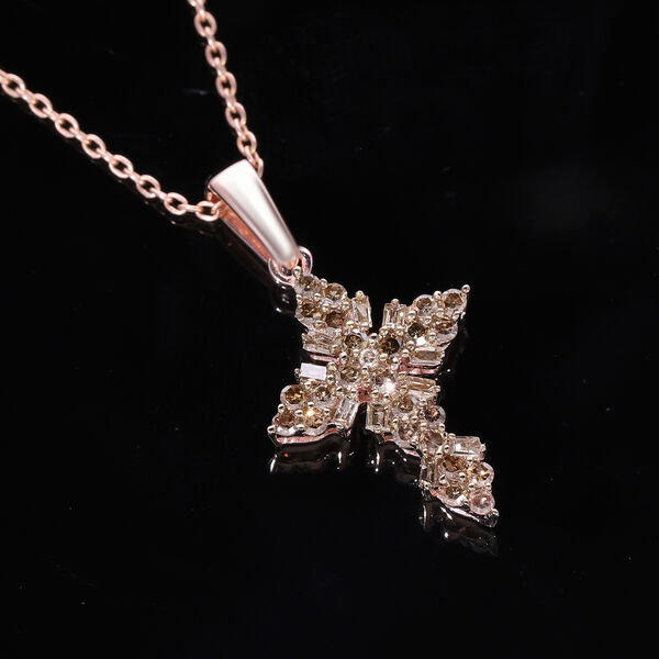 Natürlicher Champagner Diamant P Anhänger 925 Silber Roségold Vermeil ca. 0,33 ct. image number 4